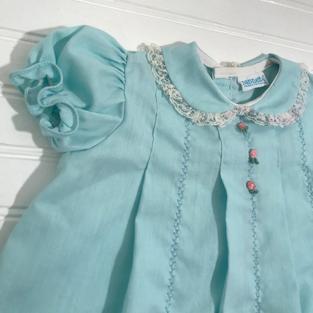Vintage NANNETTE Baby Blue Infant Dress